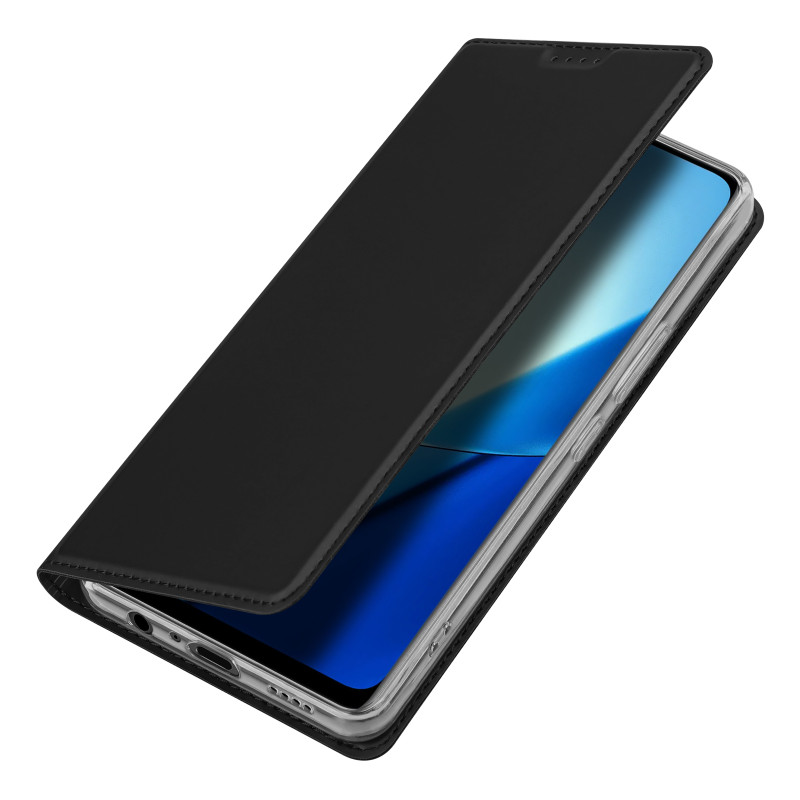 Dux Ducis Skin Pro dėklas, skirtas Realme 11 dangteliu su atvartu kortelių piniginės stovu juodas