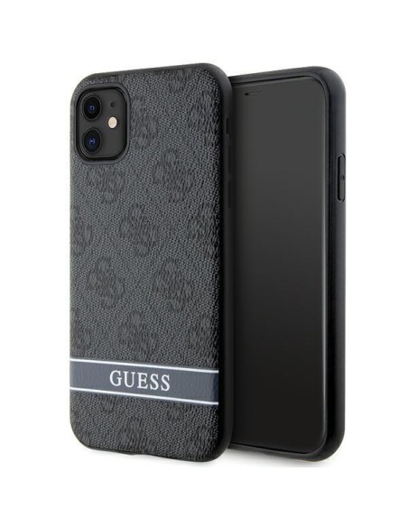 Guess 4G Stripes dėklas, skirtas iPhone 11 / Xr - pilkas Guess 4G Stripes dėklas, skirtas iPhone 11 / Xr - pilkas
