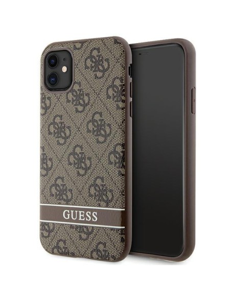Guess 4G Stripes dėklas, skirtas iPhone 11 / Xr - rudas Guess 4G Stripes dėklas, skirtas iPhone 11 / Xr - rudas