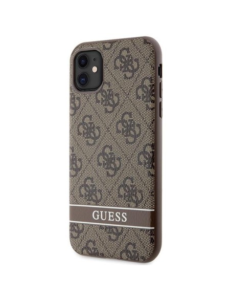 Guess 4G Stripes dėklas, skirtas iPhone 11 / Xr - rudas Guess 4G Stripes dėklas, skirtas iPhone 11 / Xr - rudas