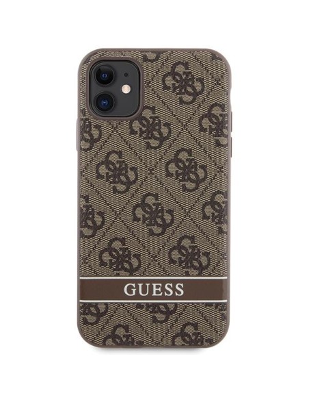 Guess 4G Stripes dėklas, skirtas iPhone 11 / Xr - rudas Guess 4G Stripes dėklas, skirtas iPhone 11 / Xr - rudas