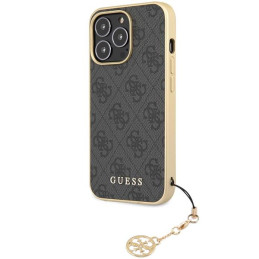 Guess 4G Charms Collection dėklas, skirtas iPhone 14 Pro - pilkas