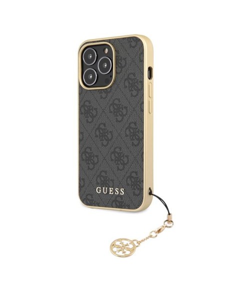 Guess 4G Charms Collection dėklas, skirtas iPhone 14 Pro - pilkas Guess 4G Charms Collection dėklas, skirtas iPhone 14 Pro - pilkas