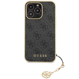 Guess 4G Charms Collection dėklas, skirtas iPhone 14 Pro - pilkas
