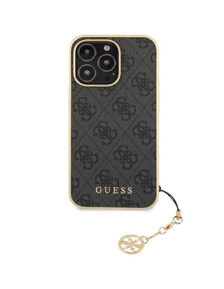 Guess 4G Charms Collection dėklas, skirtas iPhone 14 Pro - pilkas Guess 4G Charms Collection dėklas, skirtas iPhone 14 Pro - pilkas