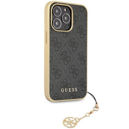 Guess 4G Charms Collection dėklas, skirtas iPhone 14 Pro - pilkas
