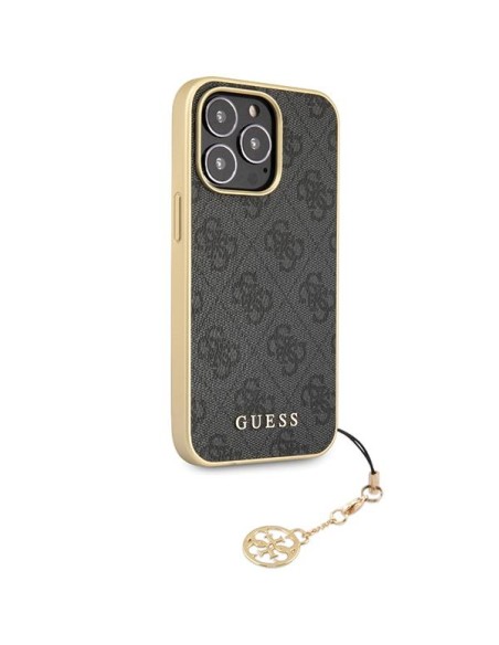 Guess 4G Charms Collection dėklas, skirtas iPhone 14 Pro - pilkas Guess 4G Charms Collection dėklas, skirtas iPhone 14 Pro - pilkas