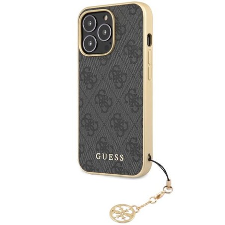 Guess 4G Charms Collection dėklas, skirtas iPhone 14 Pro Max - pilkas Guess 4G Charms Collection dėklas, skirtas iPhone 14 Pro Max - pilkas