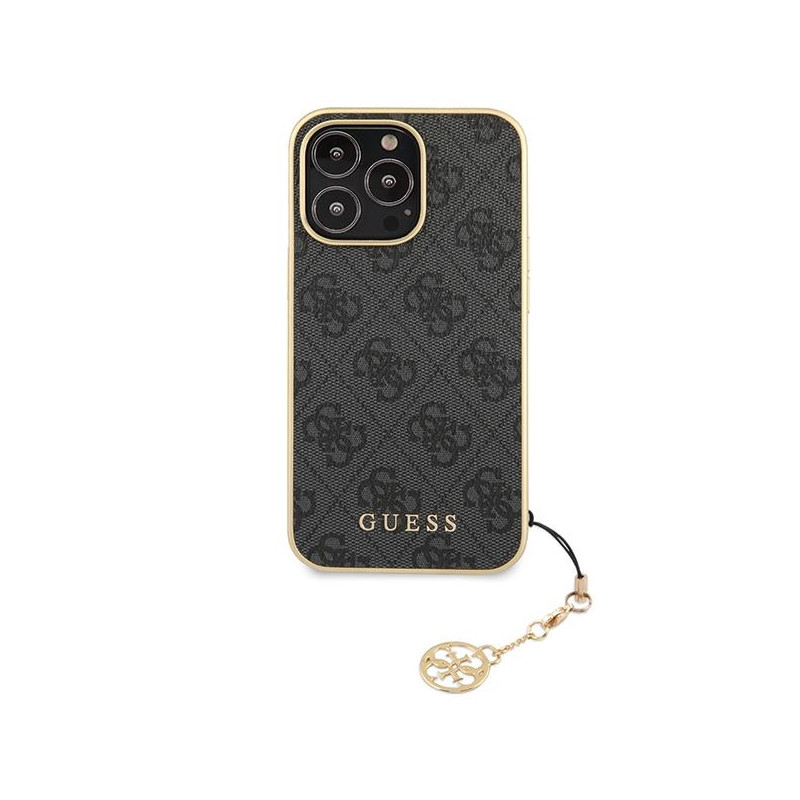 Guess 4G Charms Collection dėklas, skirtas iPhone 14 Pro Max - pilkas
