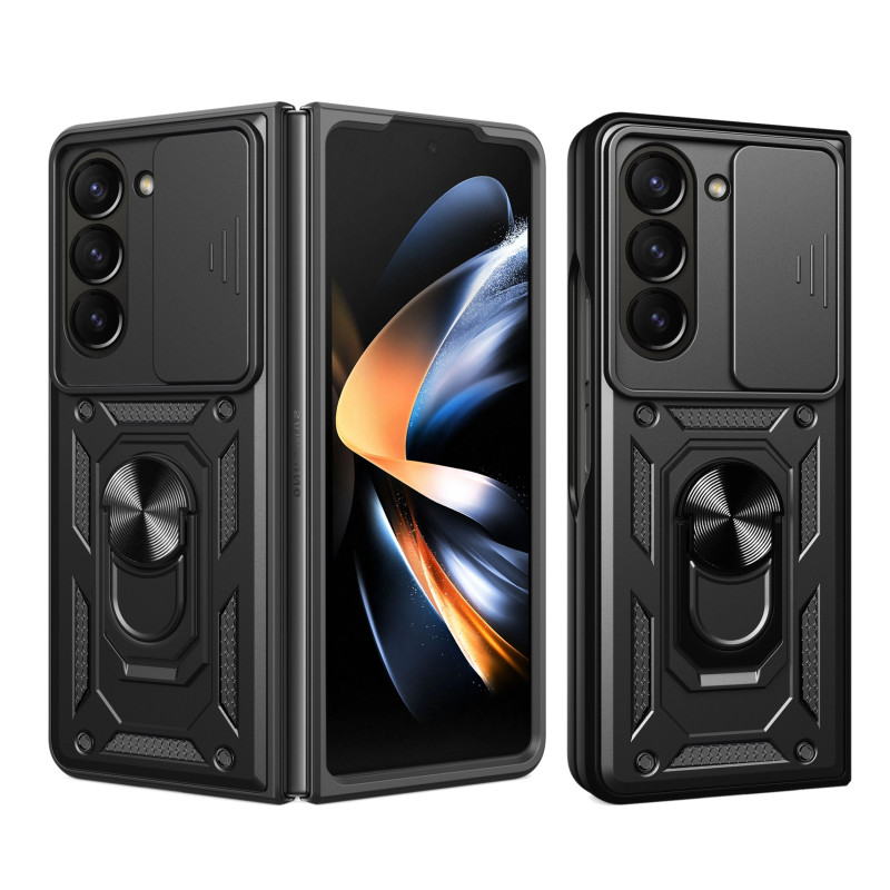 Hybrid Armor Camshield Dėklas, skirtas Z Fold 5 5G su fotoaparato apsauga – juodas