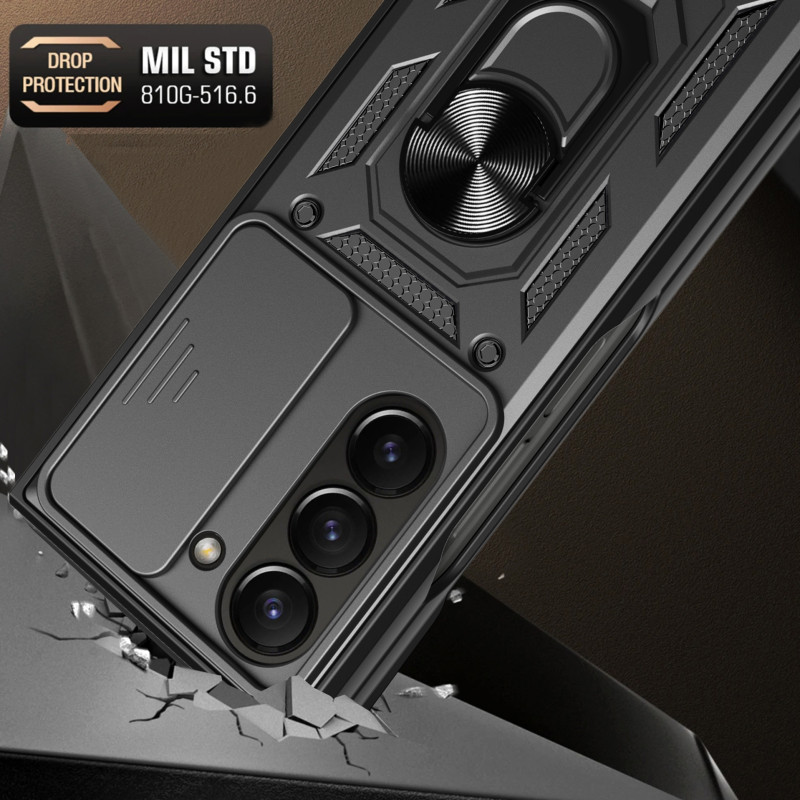 Hybrid Armor Camshield Dėklas, skirtas Z Fold 5 5G su fotoaparato apsauga – juodas