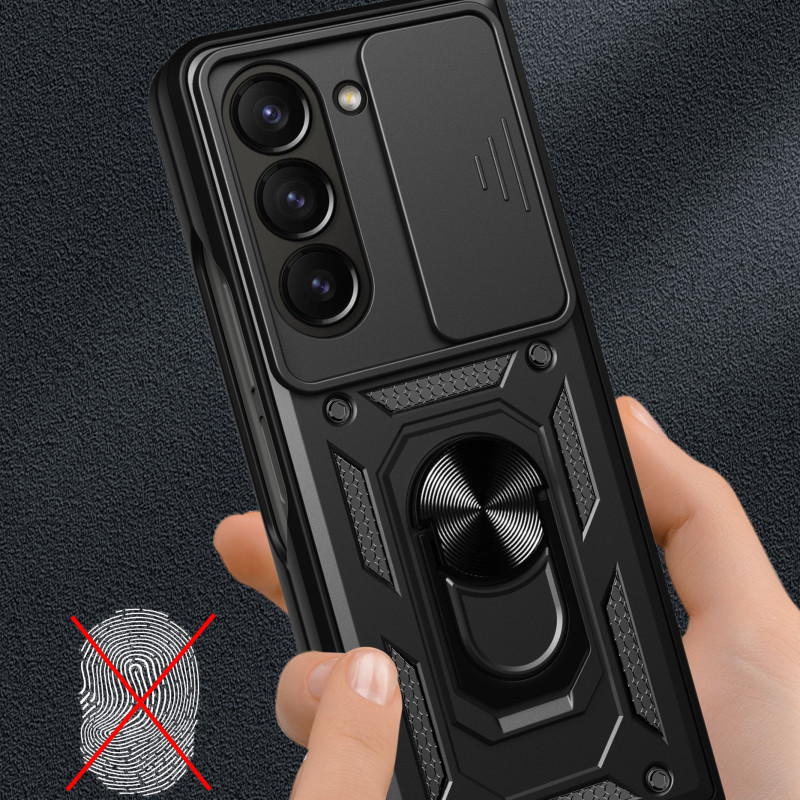 Hybrid Armor Camshield Dėklas, skirtas Z Fold 5 5G su fotoaparato apsauga – juodas