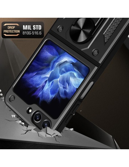 Hibridinis šarvų kameros skydo dėklas, skirtas Z Flip 5 5G su fotoaparato apsauga – rožinis