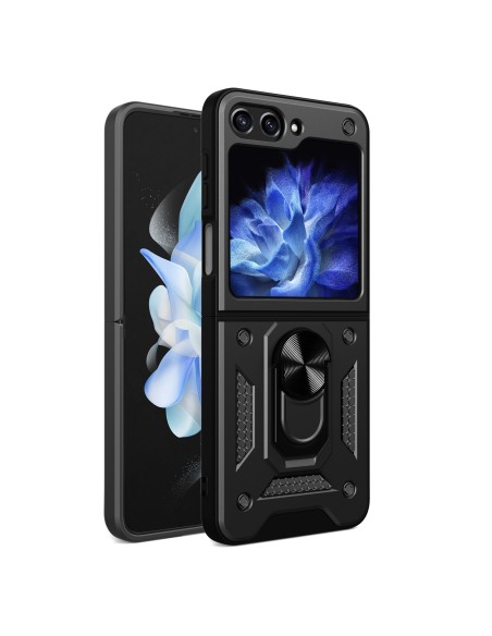 Hibridinis šarvų kameros skydo dėklas, skirtas Z Flip 5 5G su fotoaparato apsauga – juodas
