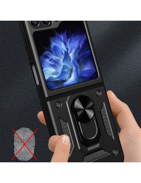 Hibridinis šarvų kameros skydo dėklas, skirtas Z Flip 5 5G su fotoaparato apsauga – juodas