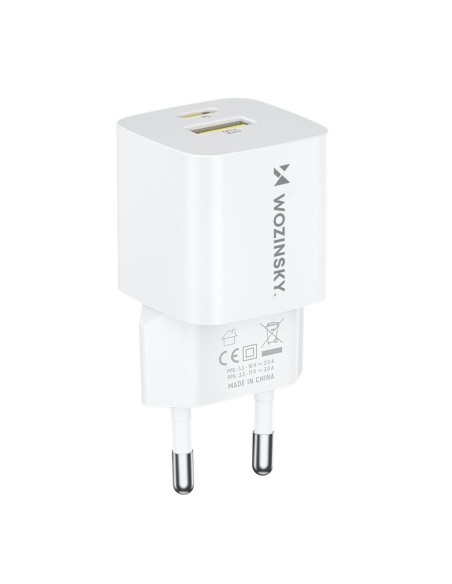 Wozinsky WWCEAC GaN USB-A USB-C 33W sieninis įkroviklis - baltas Wozinsky WWCEAC GaN USB-A USB-C 33W sieninis įkroviklis - baltas