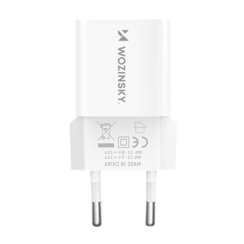 Wozinsky WWCEAC GaN USB-A USB-C 33W sieninis įkroviklis - baltas