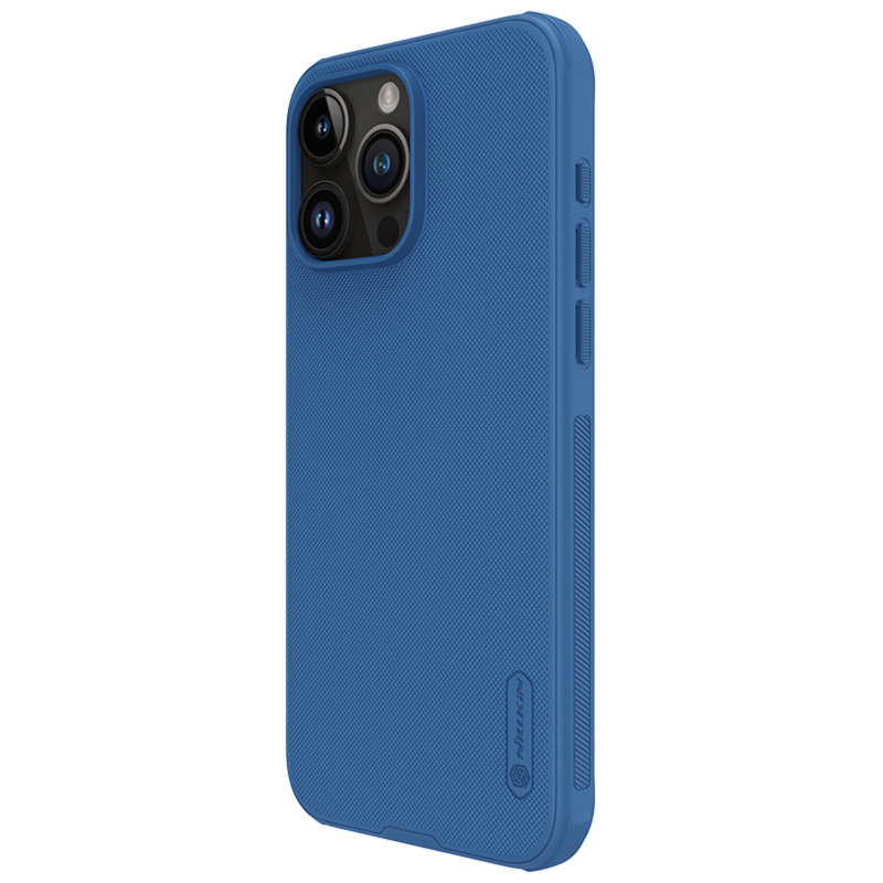 Nillkin Super Frosted Shield Pro sustiprintas dėklas iPhone 15 Pro Max - mėlynas