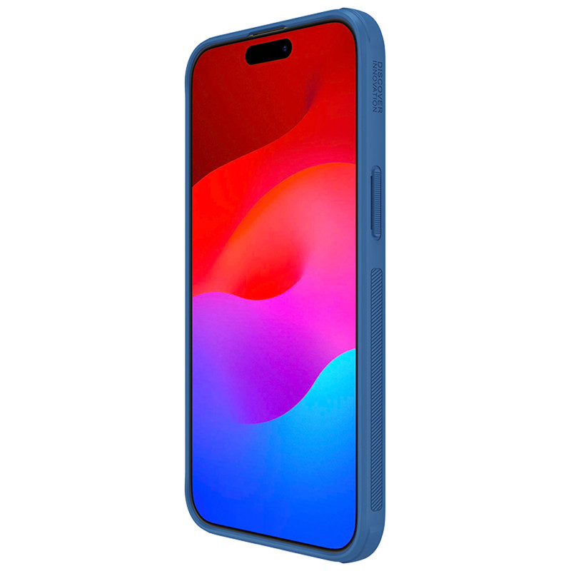 Nillkin Super Frosted Shield Pro sustiprintas dėklas iPhone 15 Pro Max - mėlynas