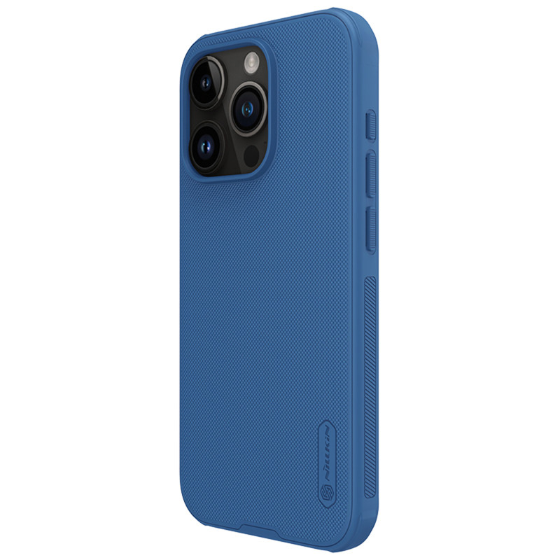 Nillkin Super Frosted Shield Pro sustiprintas dėklas iPhone 15 Pro - mėlynas