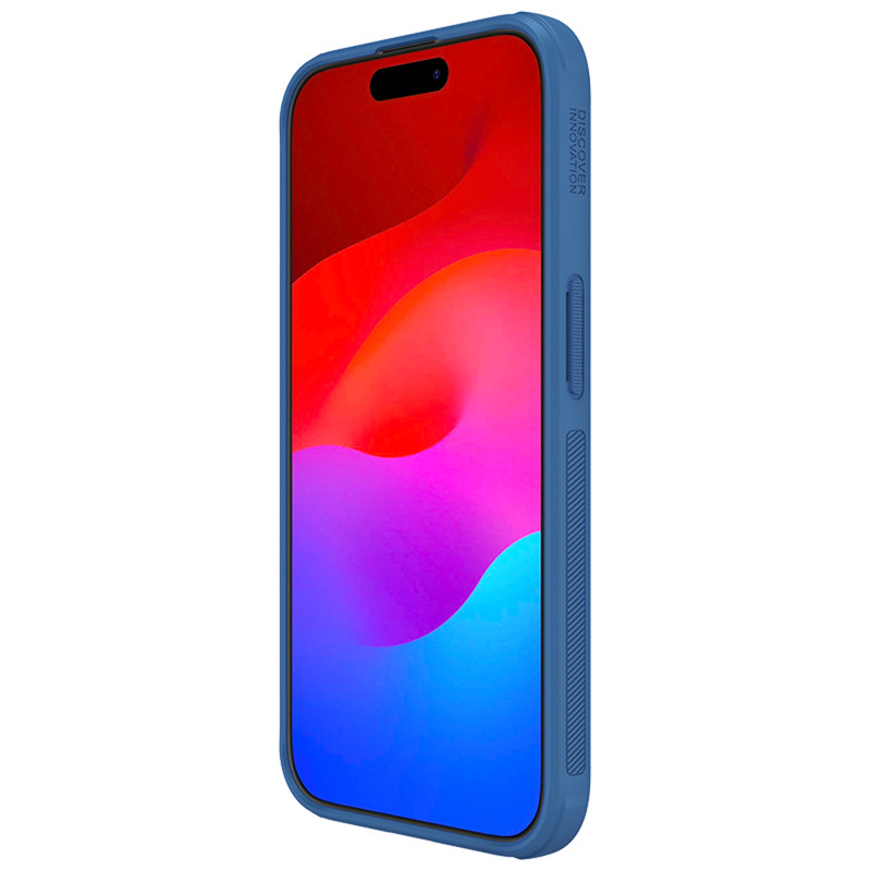 Nillkin Super Frosted Shield Pro sustiprintas dėklas iPhone 15 Pro - mėlynas