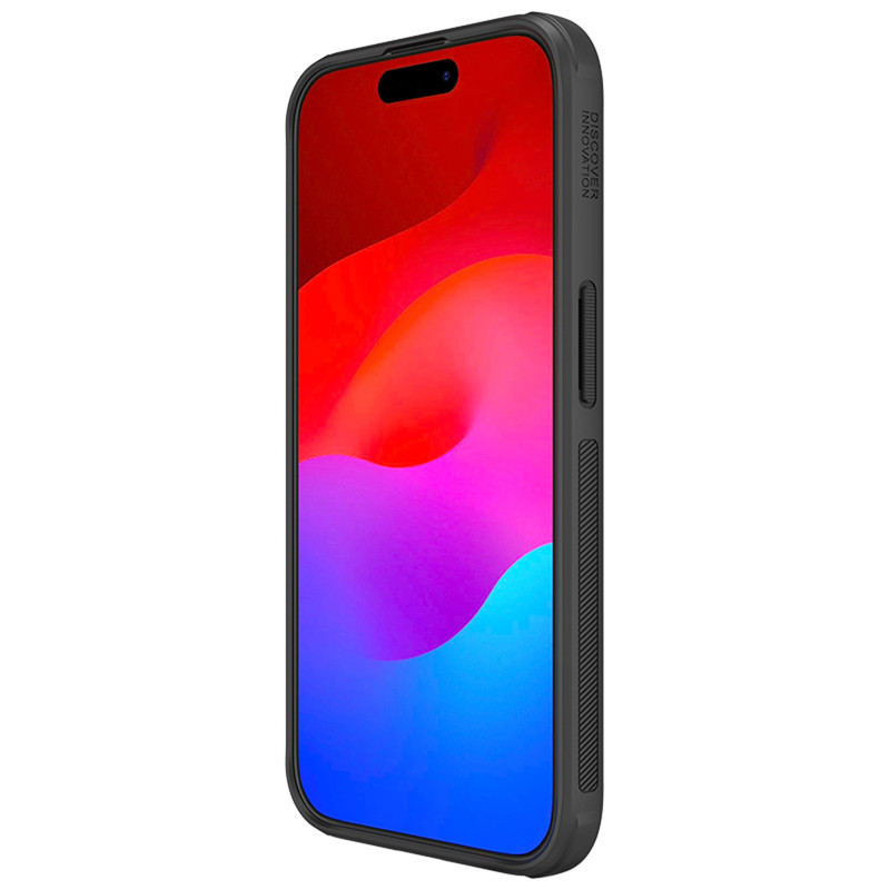 Nillkin Super Frosted Shield Pro sustiprintas dėklas iPhone 15 Pro - juodas