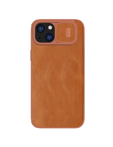 Nillkin Qin Pro odinis atverčiamas dėklas su fotoaparato dangteliu, skirtas iPhone 15 Plus – rudas Nillkin Qin Pro odinis atverčiamas dėklas su fotoaparato dangteliu, skirtas iPhone 15 Plus – rudas