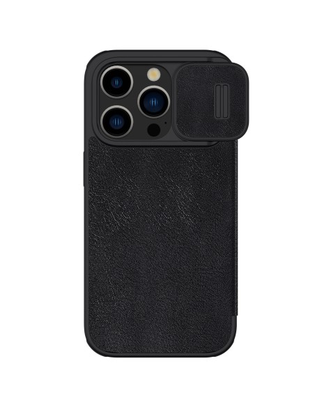 Nillkin Qin Pro odinis atverčiamas dėklas su fotoaparato dangteliu, skirtas iPhone 15 Pro – juodas Nillkin Qin Pro odinis atverčiamas dėklas su fotoaparato dangteliu, skirtas iPhone 15 Pro – juodas