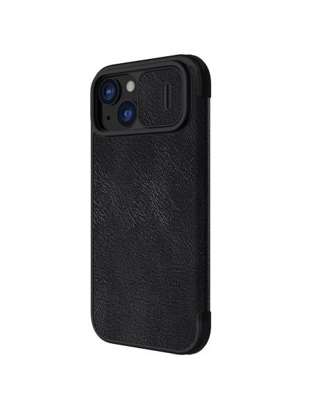 Nillkin Qin Pro odinis atverčiamas dėklas, skirtas iPhone 15 su fotoaparato apsauga – juodas Nillkin Qin Pro odinis atverčiamas dėklas, skirtas iPhone 15 su fotoaparato apsauga – juodas
