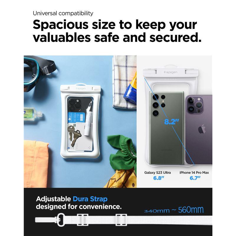 Spigen Aqua Shield A610 vandeniui atsparus dėklas, plūduriuojantis ant vandens – baltas