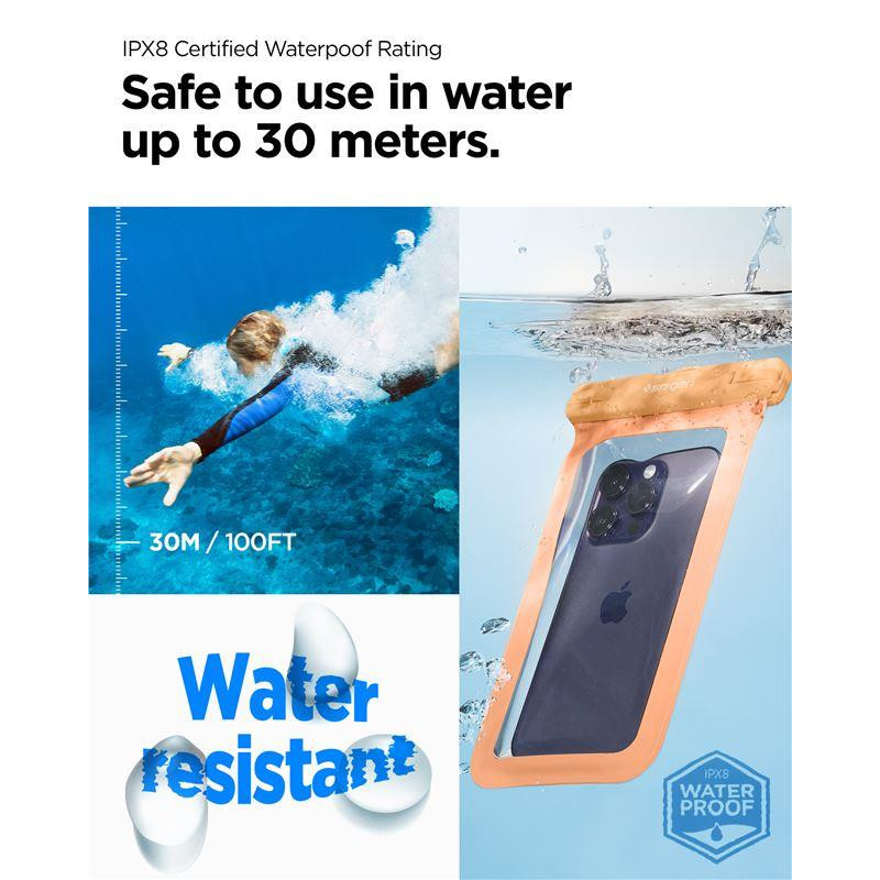 Spigen Aqua Shield A601 dėklas, atsparus vandeniui IPX8 - oranžinis