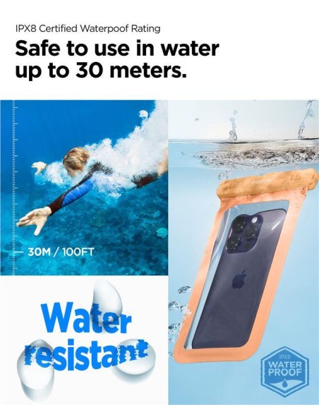 Spigen Aqua Shield A601 dėklas, atsparus vandeniui IPX8 - oranžinis Spigen Aqua Shield A601 dėklas, atsparus vandeniui IPX8 - oranžinis
