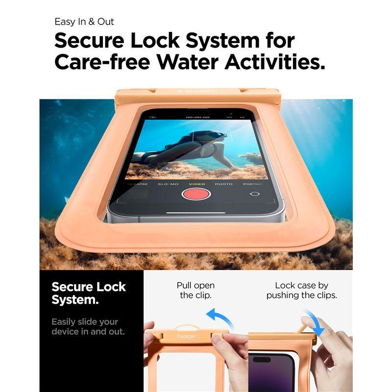 Spigen Aqua Shield A601 dėklas, atsparus vandeniui IPX8 - oranžinis