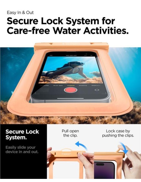 Spigen Aqua Shield A601 dėklas, atsparus vandeniui IPX8 - oranžinis Spigen Aqua Shield A601 dėklas, atsparus vandeniui IPX8 - oranžinis