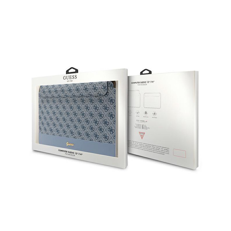 Guess 4G Stripe Metal Logo dėklas 14" nešiojamam kompiuteriui - mėlynas