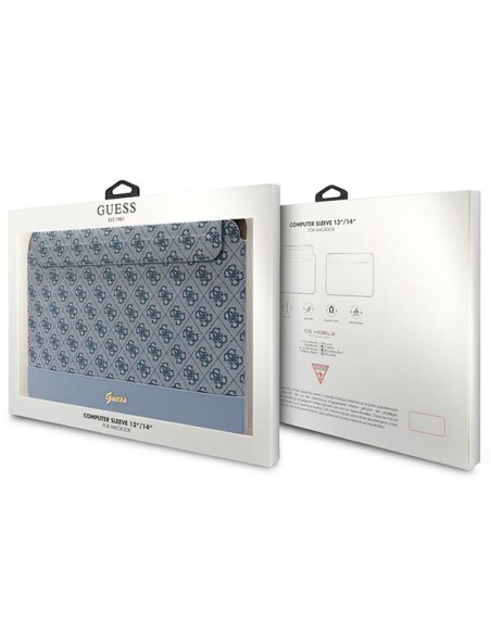 Guess 4G Stripe Metal Logo dėklas 14" nešiojamam kompiuteriui - mėlynas Guess 4G Stripe Metal Logo dėklas 14" nešiojamam kompiuteriui - mėlynas