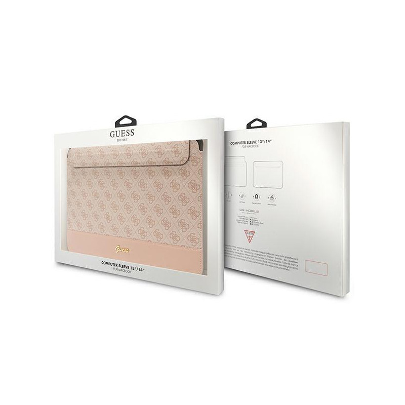 Guess 4G Stripe Metal Logo dėklas 14" nešiojamam kompiuteriui - rožinis