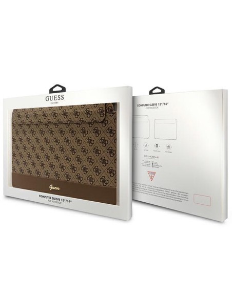 Guess 4G Stripe Metal Logo dėklas 14" nešiojamam kompiuteriui - rudas