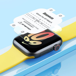 2x Baseus NanoCrystal apsauginės folijos rinkinys Apple Watch 7/ 8/ 9 45mm + montavimo rinkinys - skaidrus