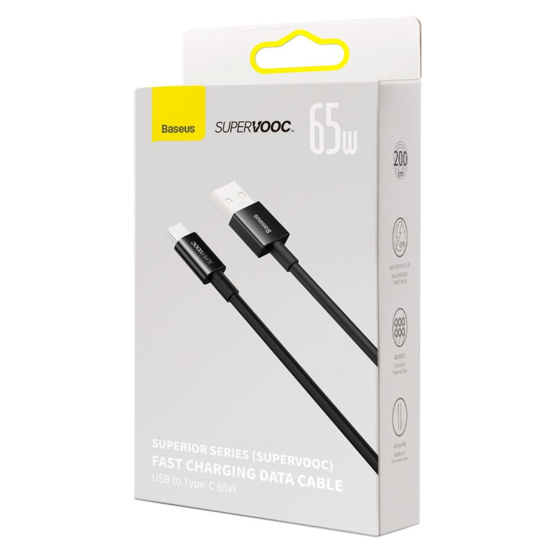 Superior Series SUPERVOOC USB-A į USB-C laidas 65W 2m juodas