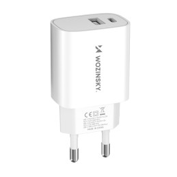 Wozinsky WGWCW USB-A USB-C 20W sieninis įkroviklis - baltas