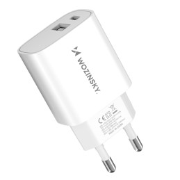 Wozinsky WGWCW USB-A USB-C 20W sieninis įkroviklis - baltas