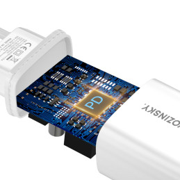 Wozinsky WGWCW USB-A USB-C 20W sieninis įkroviklis - baltas