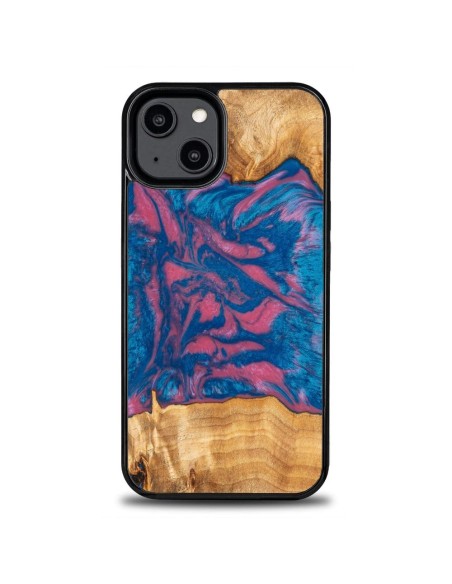 Medinis ir dervos dėklas, skirtas iPhone 14 Bewood Unique Vegas - rožinė ir mėlyna Medinis ir dervos dėklas, skirtas iPhone 14 Bewood Unique Vegas - rožinė ir mėlyna