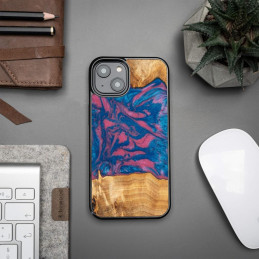 Medinis ir dervos dėklas skirtas iPhone 14 Pro Bewood Unique Vegas - rožinė ir mėlyna