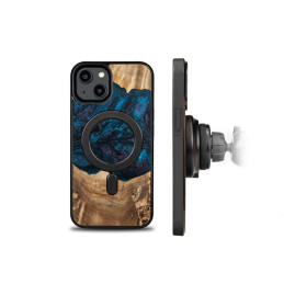 Medinis ir dervos dėklas skirtas iPhone 14 MagSafe Bewood Unique Neptun - tamsiai mėlyna ir juoda
