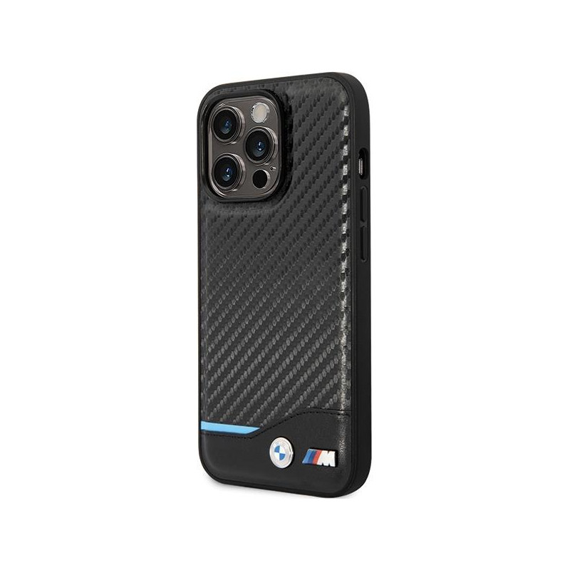 BMW Leather Carbon dėklas iPhone 13 Pro / iPhone 13 - juodas