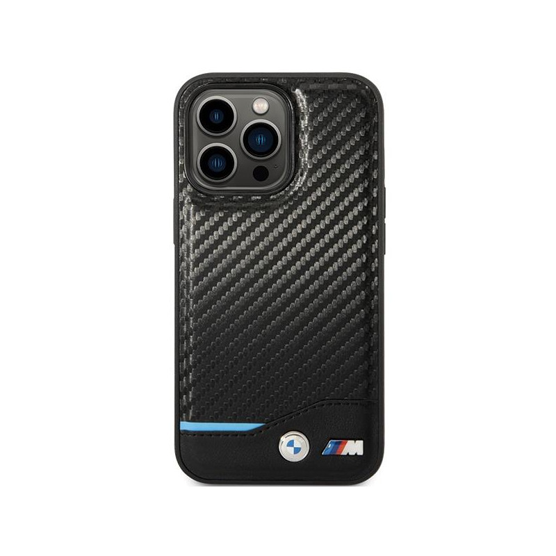 BMW Leather Carbon dėklas iPhone 13 Pro / iPhone 13 - juodas