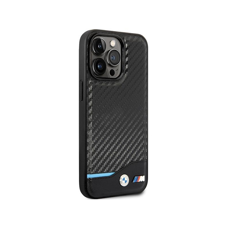 BMW Leather Carbon dėklas iPhone 13 Pro / iPhone 13 - juodas