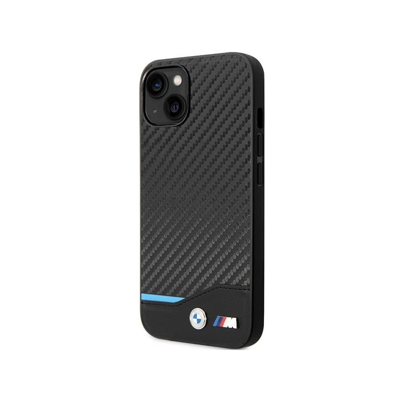 BMW Leather Carbon dėklas iPhone 13 - juodas